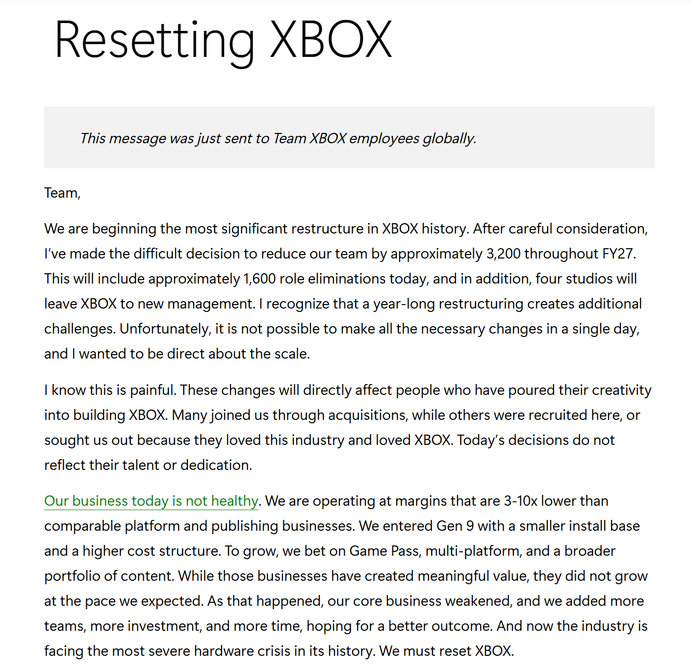 Resetting XBOX